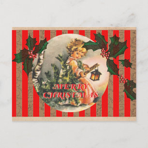 Frohe Weihnachten Vintage Mädchen Baum und Laterne