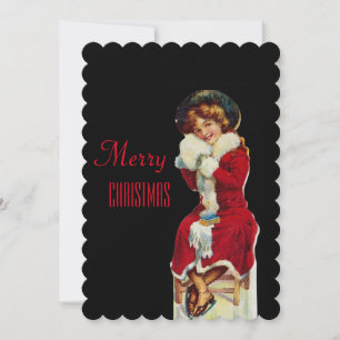 Frohe Weihnachten Vintage Mädchen in einem roten M
