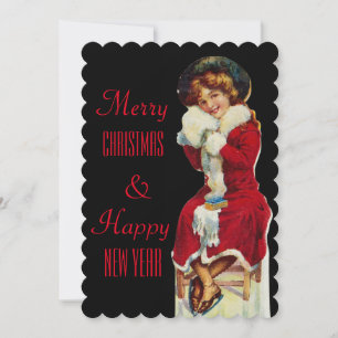 Frohe Weihnachten Vintage Mädchen in einem Santa-M