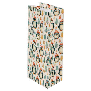 Frohe Weihnachten   Vintage Pinguine Weihnachten Geschenktüte Für Weinflaschen