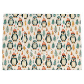 Frohe Weihnachten | Vintage Pinguine Weihnachten Große Geschenktüte (Vorderseite)