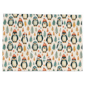 Frohe Weihnachten | Vintage Pinguine Weihnachten Große Geschenktüte (Rückseite)