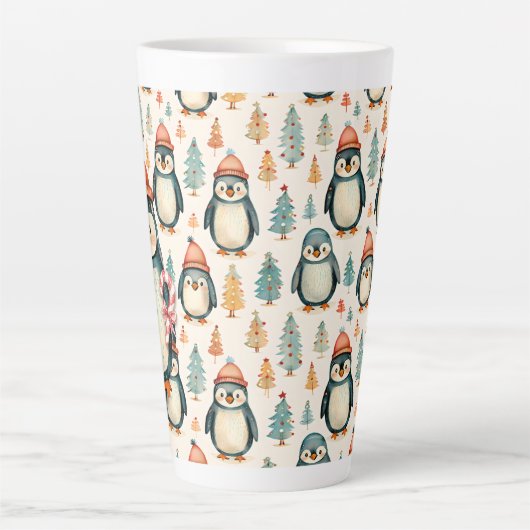 Frohe Weihnachten | Vintage Pinguine Weihnachten Milchtasse (Vorderseite)