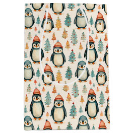 Frohe Weihnachten | Vintage Pinguine Weihnachten Mittlere Geschenktüte