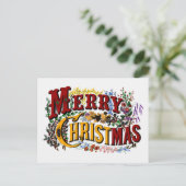 Frohe Weihnachten Vintage Postkarte (Stehend Vorderseite)