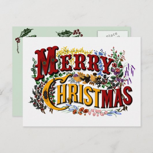 Frohe Weihnachten Vintage Postkarte (Vorne/Hinten)