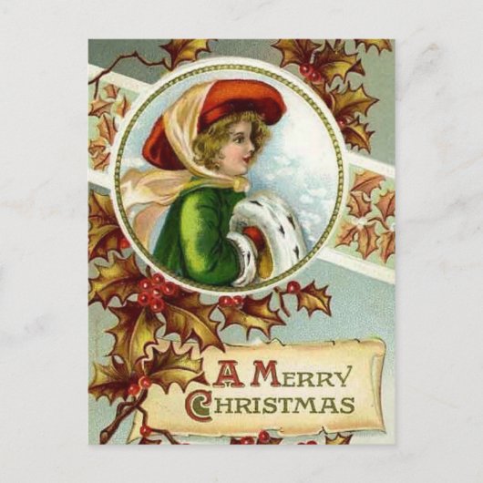 Frohe Weihnachten Vintage Postkarte (Vorderseite)