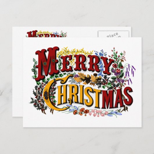 Frohe Weihnachten Vintage Postkarte (Vorne/Hinten)