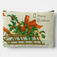 Frohe Weihnachten - Vintage-Postkarte, Schlitten u