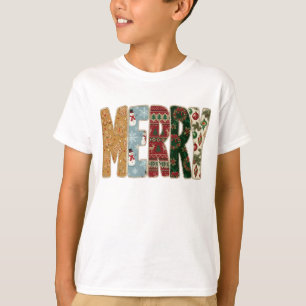 Frohe Weihnachten Vintage-Pullover-Buchstaben Sa T-Shirt