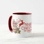 Frohe Weihnachten" Vintage Rentierferien-Tasse Tasse (Vorderseite Links)