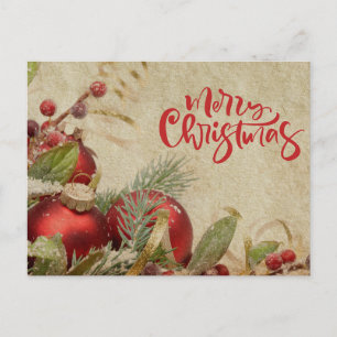 Frohe Weihnachten Vintage rote Ornamente und Beere