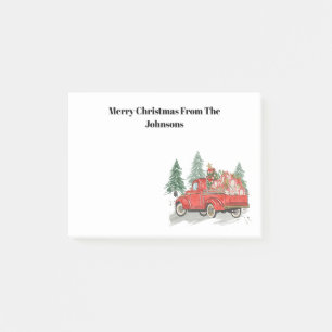 Frohe Weihnachten Vintage roter LKW Aquarell Post-it Klebezettel