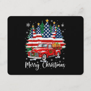 Frohe Weihnachten Vintage roter LKW US-Flagge Baum Einladung
