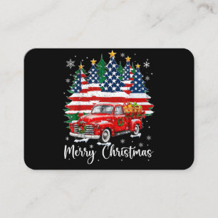 Frohe Weihnachten Vintage roter LKW US-Flagge Baum Visitenkarte