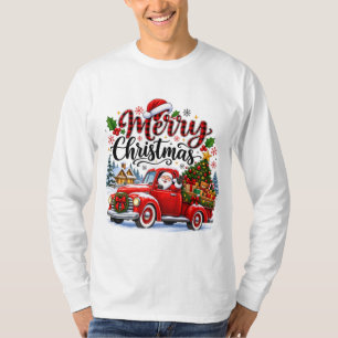 Frohe Weihnachten Vintage-Roter LKW Weihnachtsbaum T-Shirt