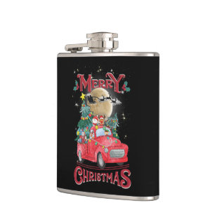 Frohe Weihnachten Vintage roter Santa-LKW Flachmann