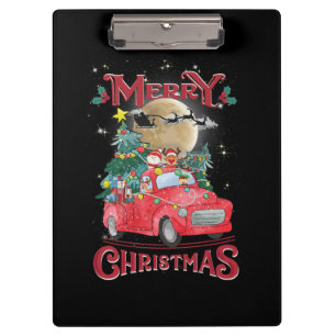 Frohe Weihnachten Vintage roter Santa-LKW Klemmbrett