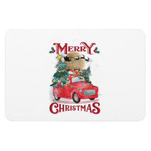Frohe Weihnachten Vintage roter Santa-LKW Magnet