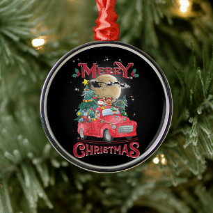 Frohe Weihnachten Vintage roter Santa-LKW Ornament Aus Metall