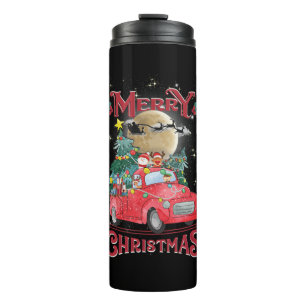 Frohe Weihnachten Vintage roter Santa-LKW Thermosbecher