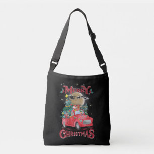 Frohe Weihnachten Vintage roter Santa-LKW Tragetaschen Mit Langen Trägern