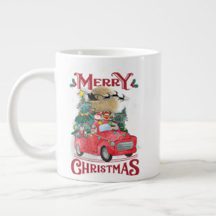 Frohe Weihnachten Vintage roter Santa-Truck Jumbo-Tasse