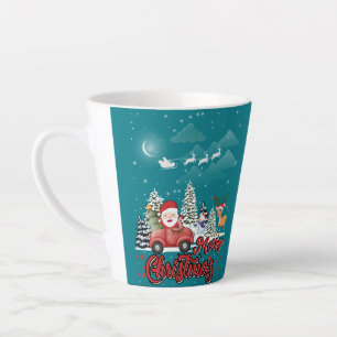 Frohe Weihnachten Vintage Roter Santa-Truck Latte- Milchtasse