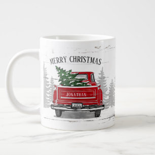 Frohe Weihnachten Vintage-Rotlastwagen-Name Rustik Jumbo-Tasse