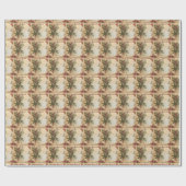 Frohe Weihnachten Vintage rustikale Papier Holly B Geschenkpapier (Flach)