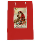 Frohe Weihnachten Vintage Sankt Mittlere Geschenktüte (Vorderseite)