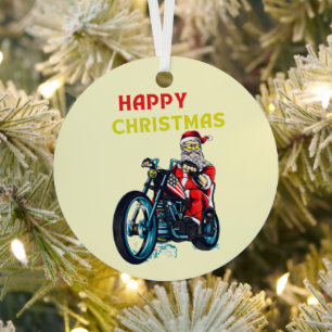 Frohe Weihnachten Vintage Santa Biker Ornament Aus Metall