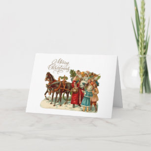 Frohe Weihnachten Vintage Santa mit Kindern Karte