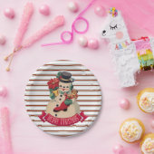 Frohe Weihnachten - Vintage Schneemann Papierplatt Pappteller (Party)