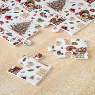Frohe Weihnachten Vintage Schneemann Santa Stiefel Puzzle