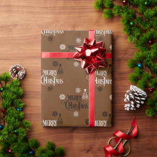 Frohe Weihnachten Vintage-Schriftfont Kaffee Braun Geschenkpapier