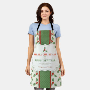 Frohe Weihnachten Vintage Stechpalme Beere Schürze