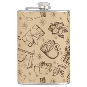 Frohe Weihnachten Vintage Stilmuster handgezeichne Flachmann