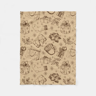 Frohe Weihnachten Vintage Stilmuster handgezeichne Fleecedecke