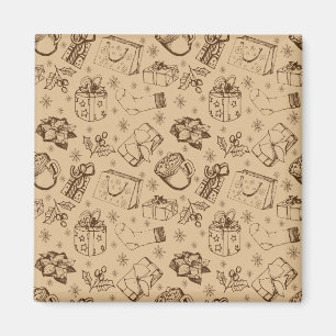 Frohe Weihnachten Vintage Stilmuster handgezeichne Magnet