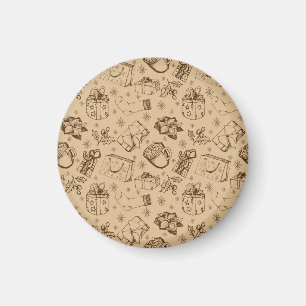 Frohe Weihnachten Vintage Stilmuster handgezeichne Magnet