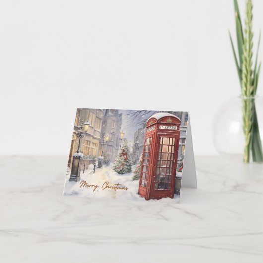 Frohe Weihnachten Vintage Telefonkabine Karte (Vorderseite)