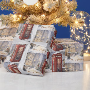 Frohe Weihnachten Vintage Telefonzelle Geschenkpapier