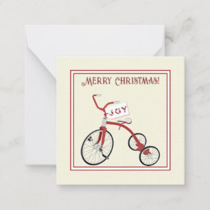 Frohe Weihnachten Vintage Tricycle Joy Geschenk Mitteilungskarte