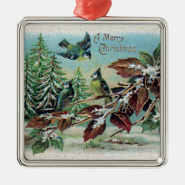 Frohe Weihnachten Vintage Vögel Keramik Ornament