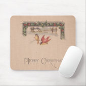 Frohe Weihnachten Vintage Vögel Mousepad (Mit Mouse)