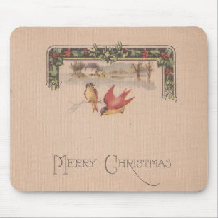 Frohe Weihnachten Vintage Vögel Mousepad
