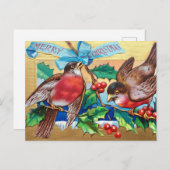 Frohe Weihnachten Vintage Vögel und Holly Berry (Vorne/Hinten)