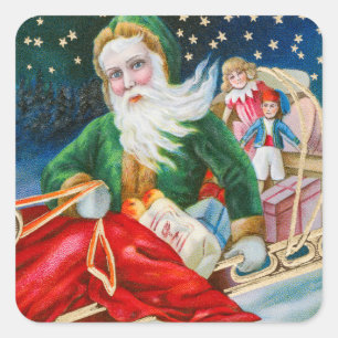Frohe Weihnachten Vintage Weihnachtskinder Quadratischer Aufkleber