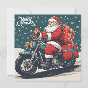 Frohe Weihnachten Vintage-Weihnachtsmann auf Motor